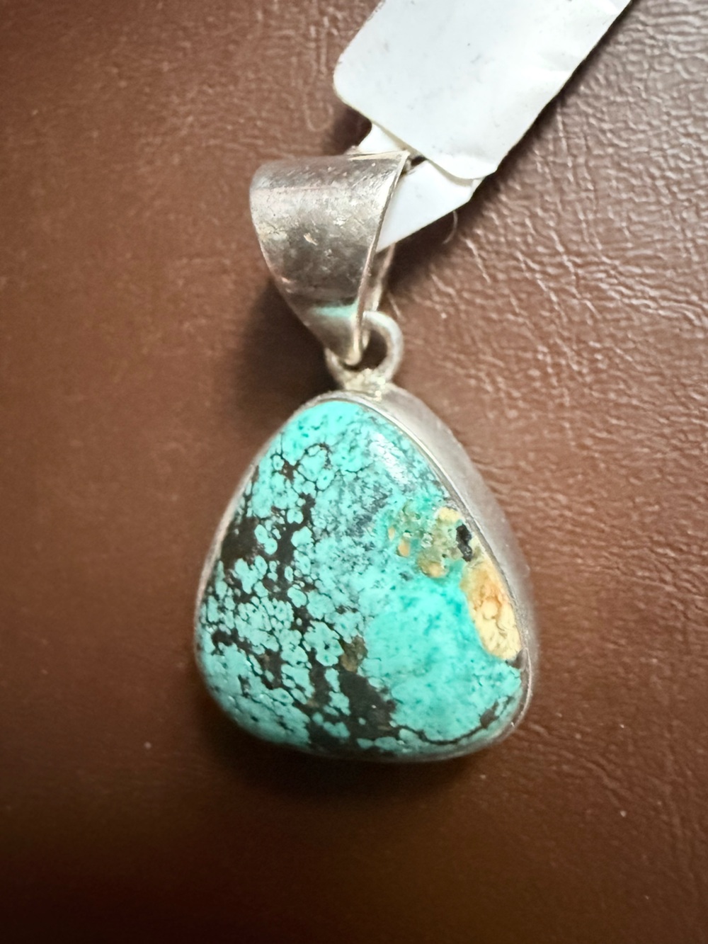 Vintage Sterling Silver Turquoise Pendant | Natural Matrix Stone | Southwestern - Picture 8 of 11